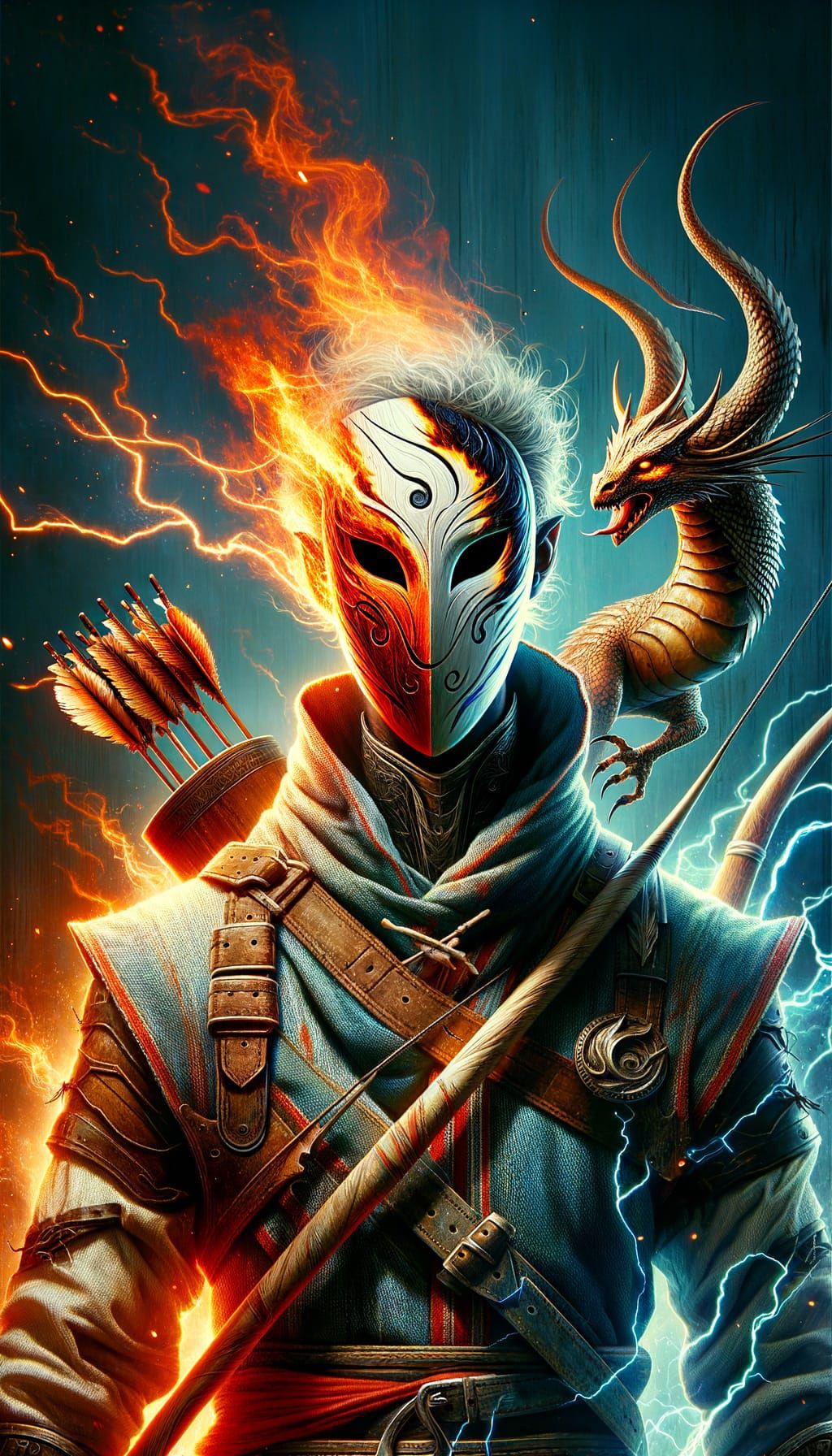 Fire Genasi Ranger with Dragon, Lightning Magic