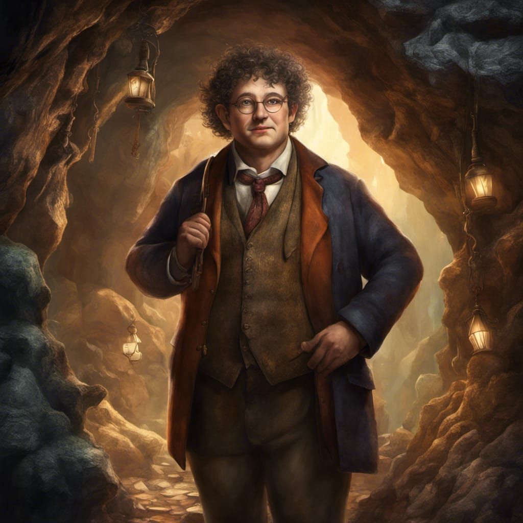 Friendly Hobbit Researcher in Underground Cave