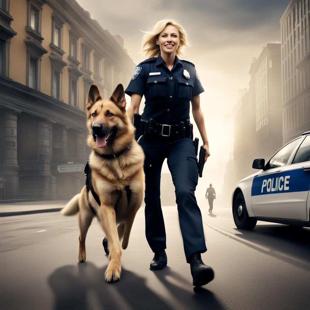 Police Dog Searches with Smiling Officer