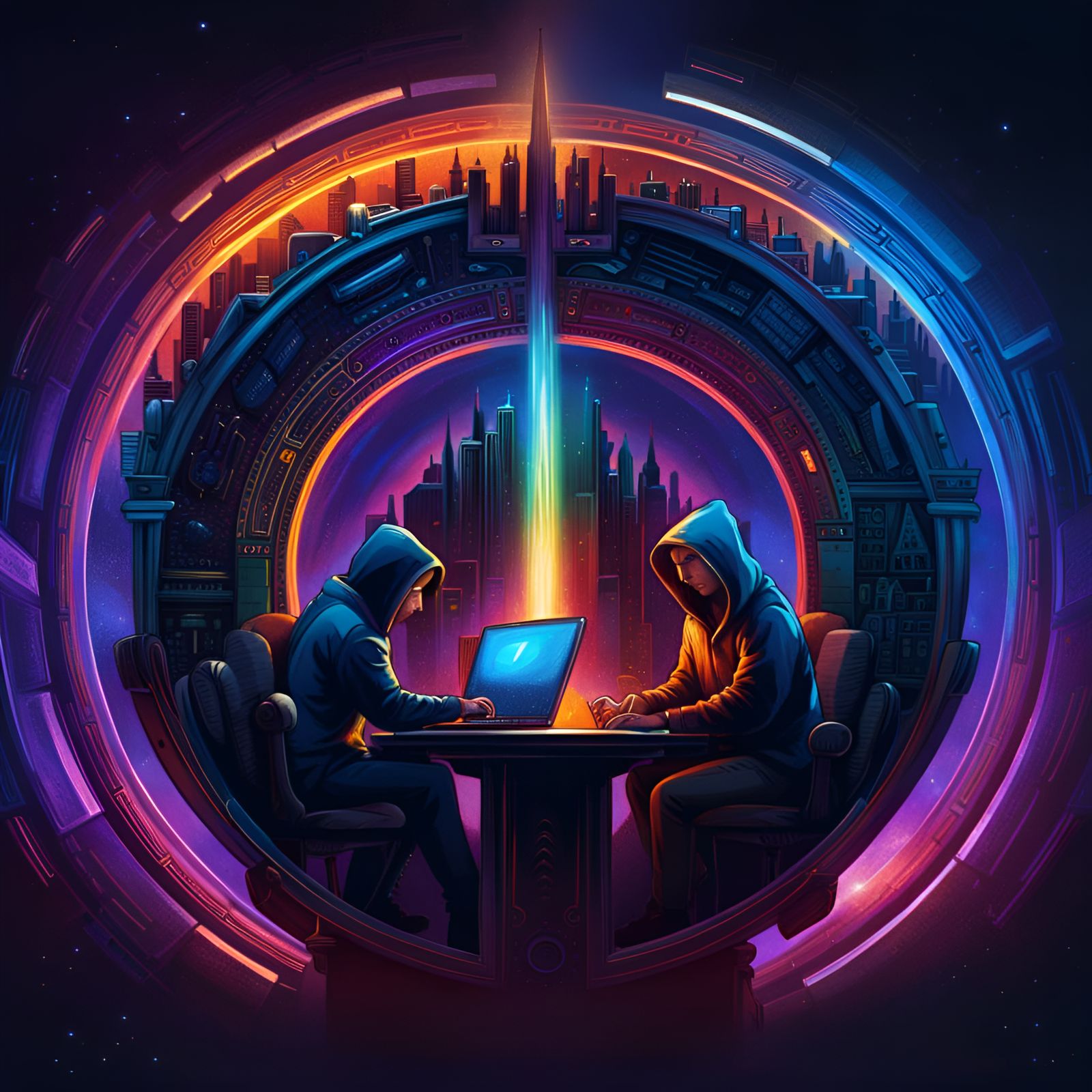 Hackers at work. Teamwork.