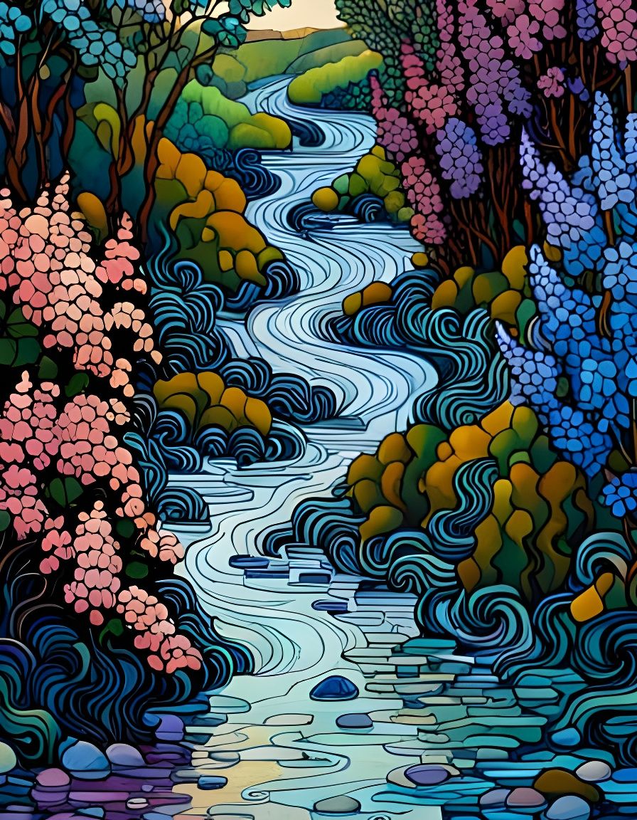 Magical Lilac River: Elaborate Liquid Artwork