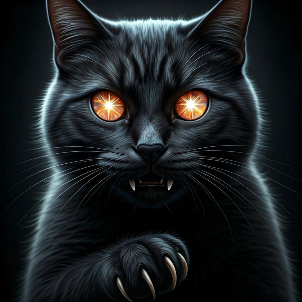 Mysterious Black Cat with Sparkling Eyes