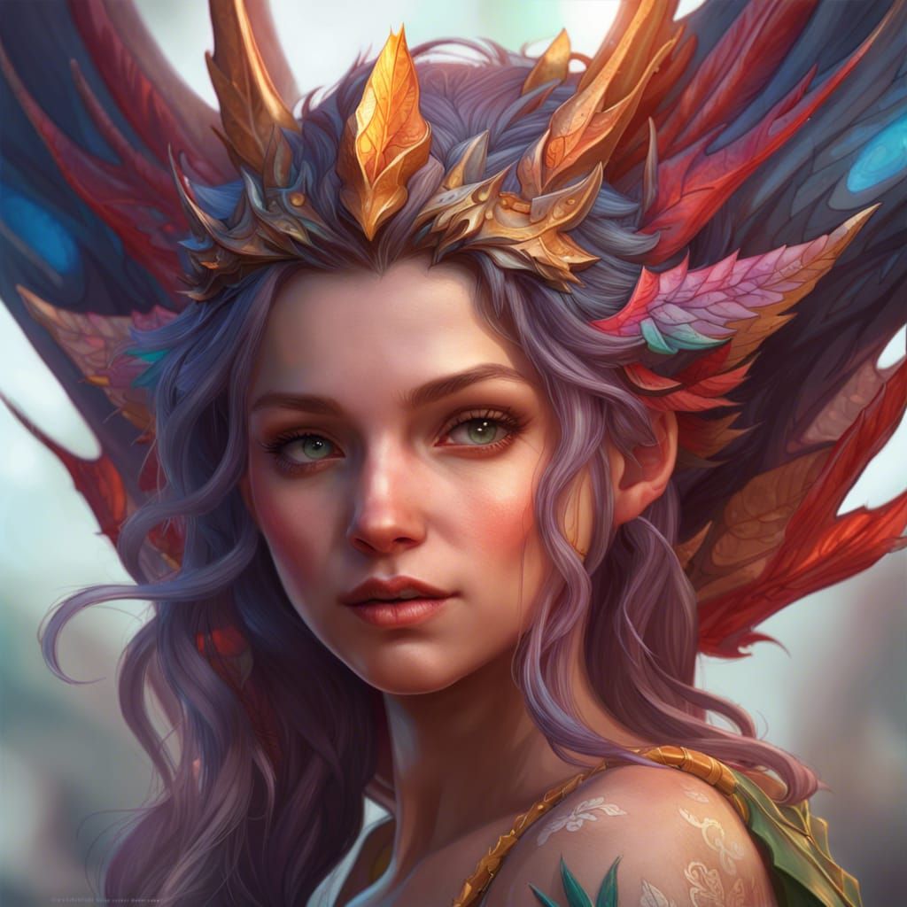 Dragon Fairy Portrait in Hyperdetailed Style