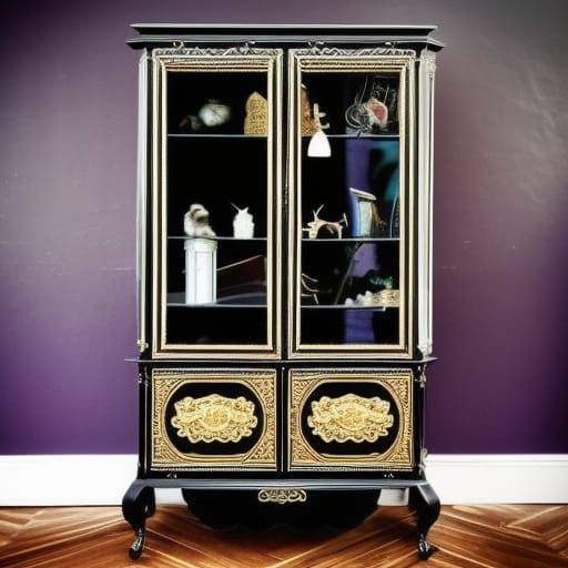 Gothic victorian curio cabinet