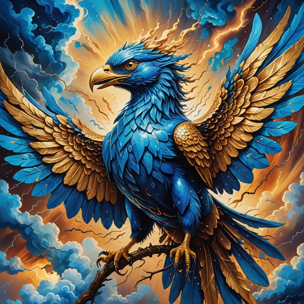 Surreal Thunder Bird Unleashes Cosmic Lightning