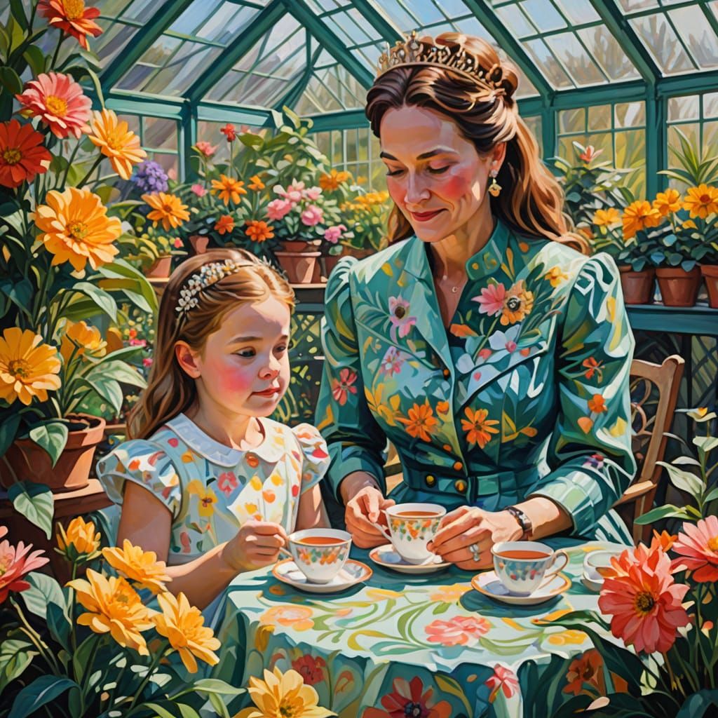 Queen and Princess Tea Party: Gouache Style