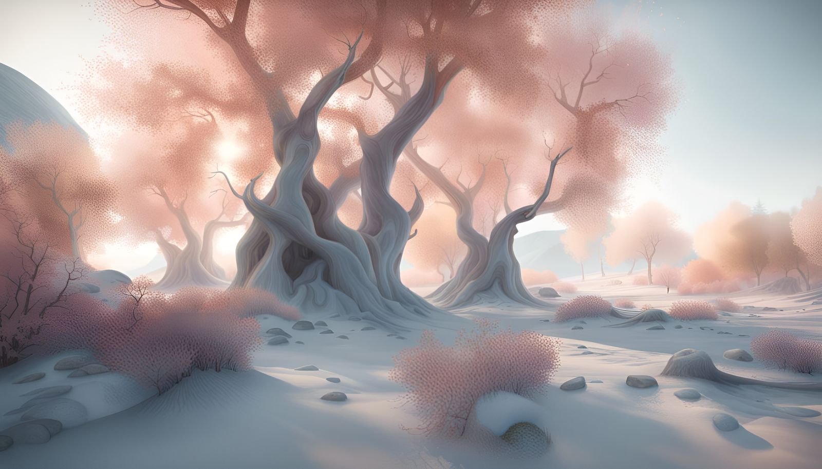 Dutch Winter Landscape in Rembrandt Style