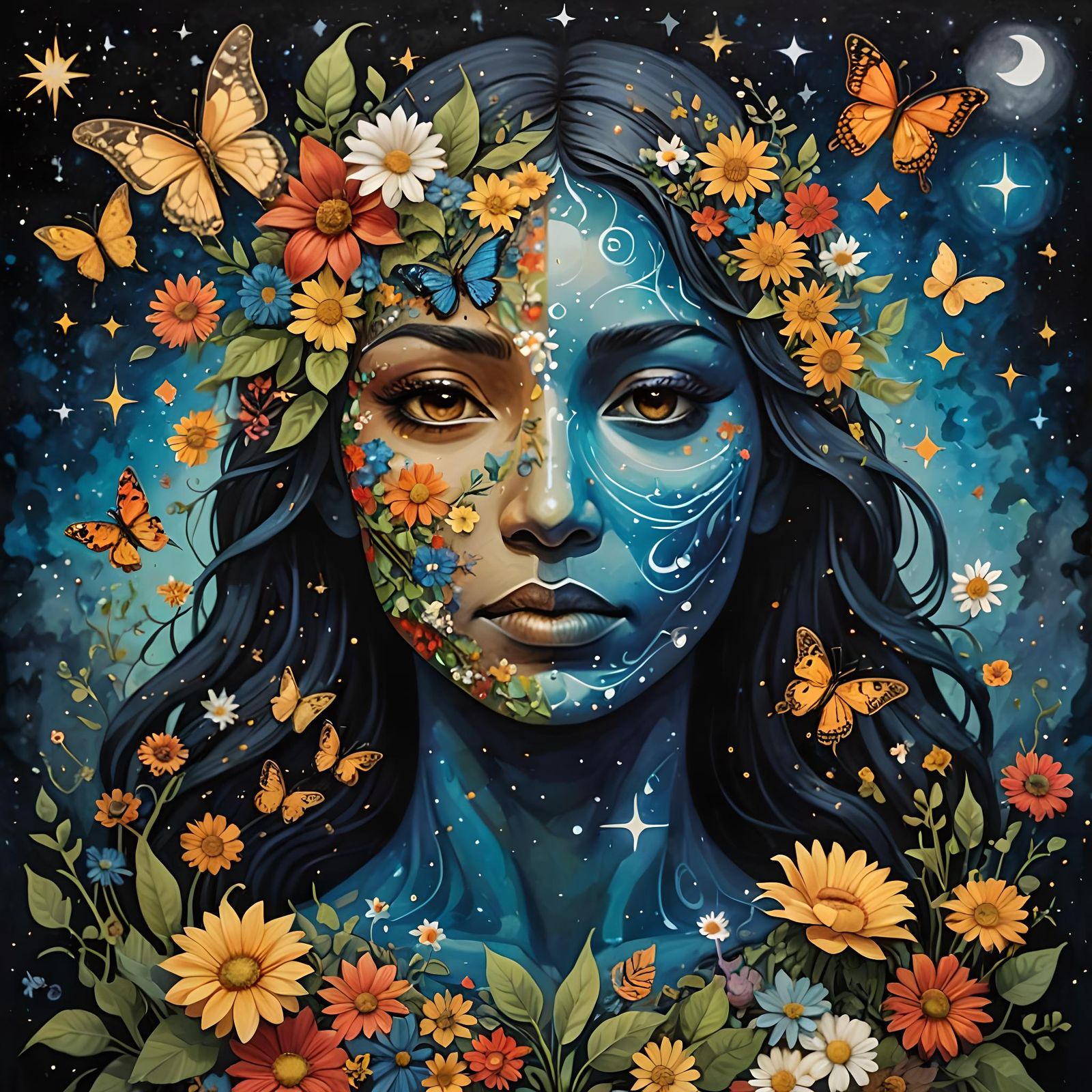 Day and Night Human Figure Art