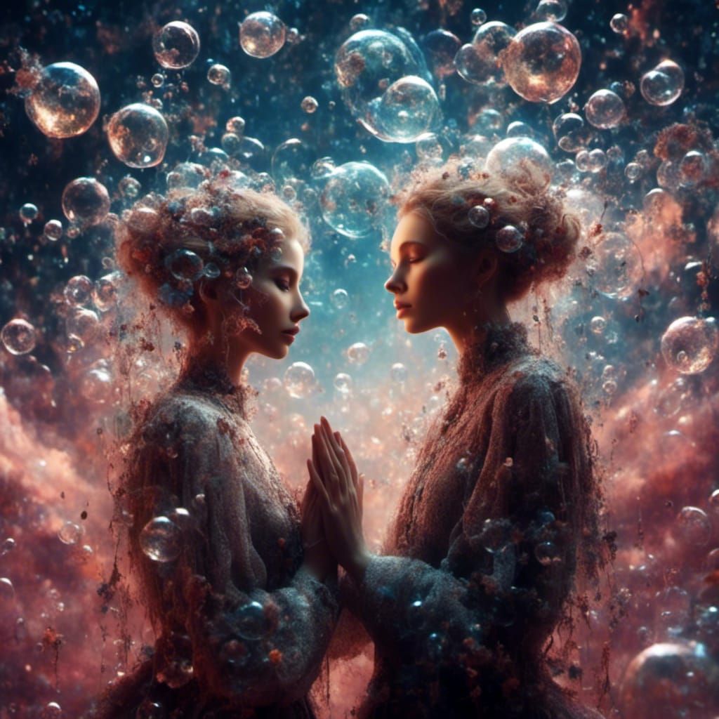 Couple Watches Memories in Iridescent Bubbles