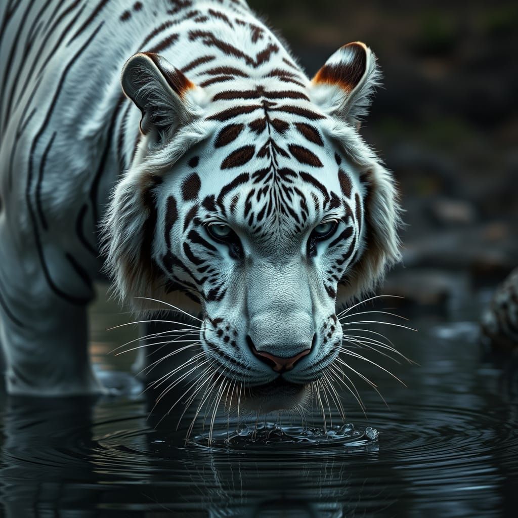 Majestic White Tiger in Hyperrealistic Detail