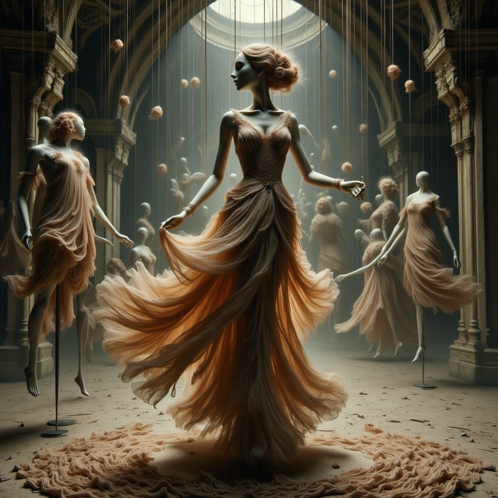 Art Deco Gown Twirls in Moonlight Ballroom