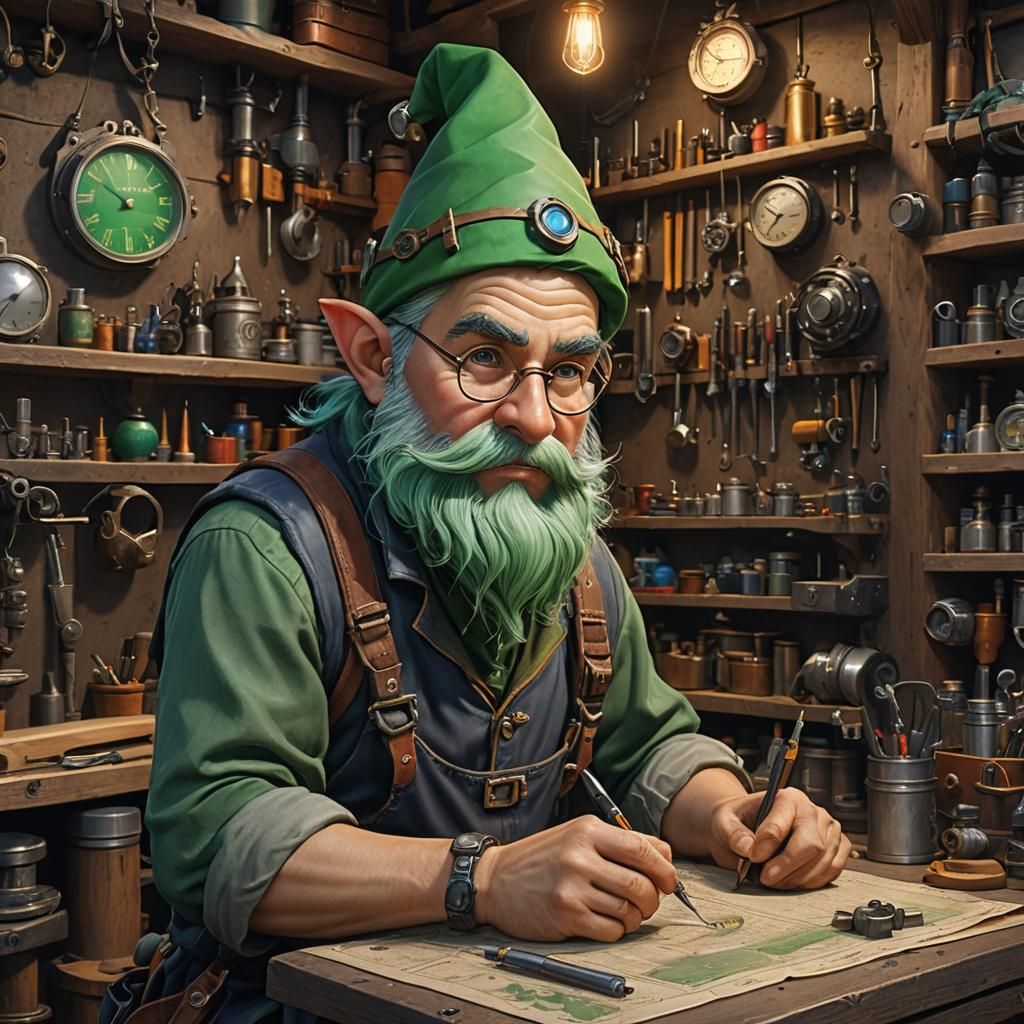 Rock Gnome Artificer at Work: Detailed Fantasy Art