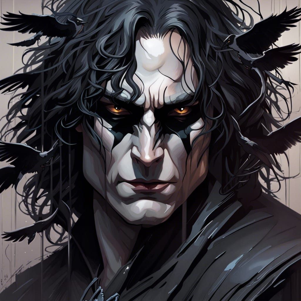 Brandon Lee as The Crow: Hyperdetailed Portrait