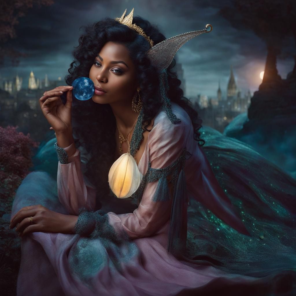 Enchanted Elf Queen Portrait in Moonlight