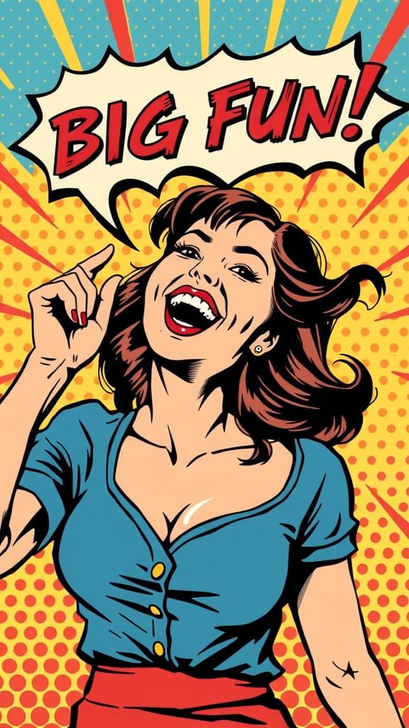 Dynamic Woman in a Vibrant Pop Art Scene