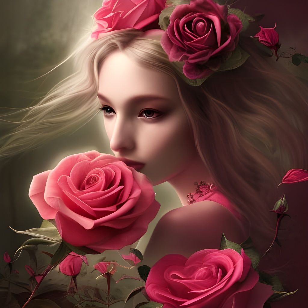 Stunning Rose Fantasy: Detailed Digital Painting