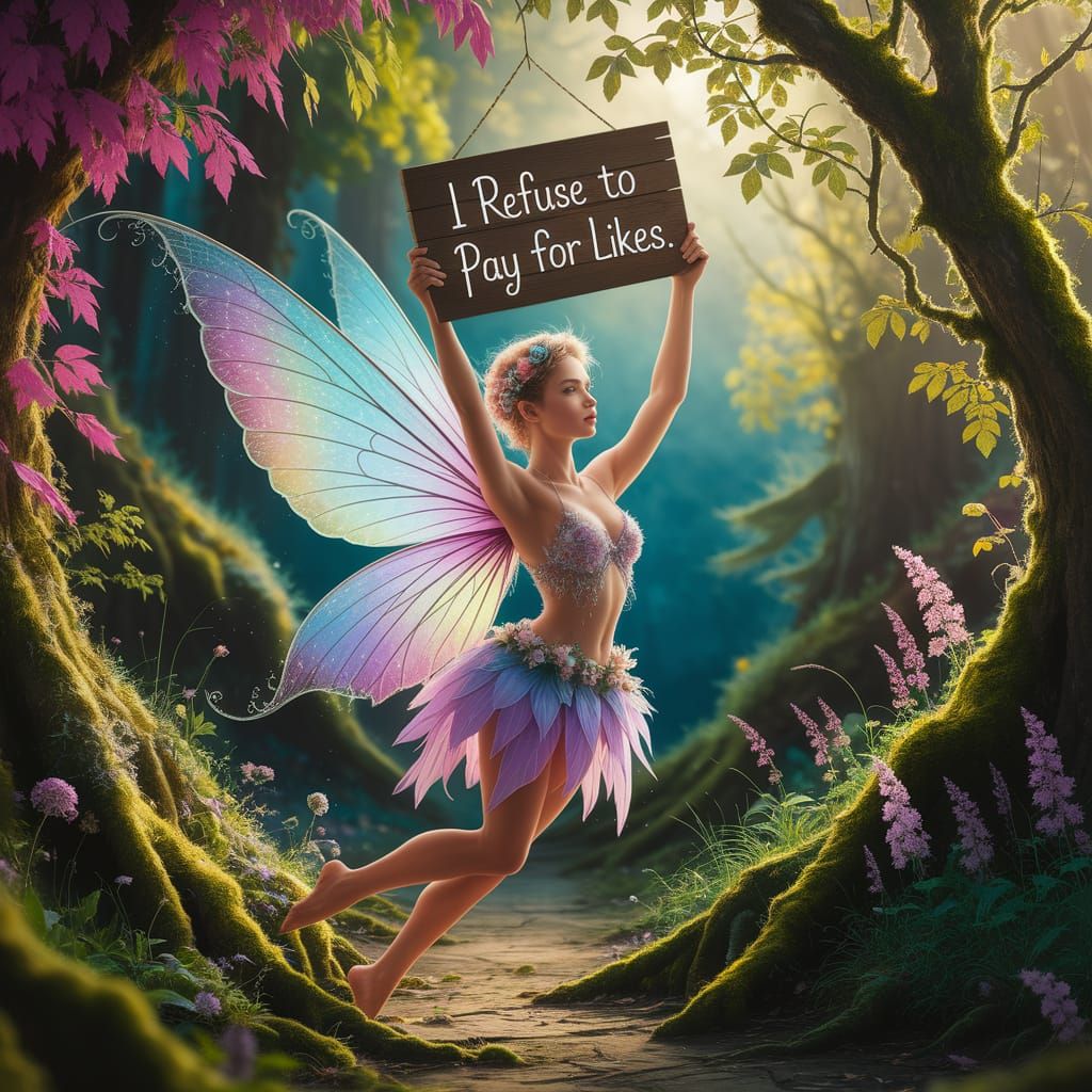 Fairy with Iridescent Wings in Whimsical Floral Attire