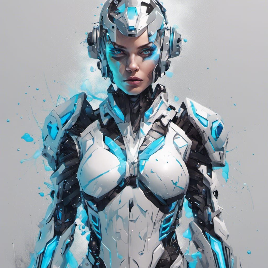 Diamond-Skinned Cybernetic Warrior in Graffiti Art Style