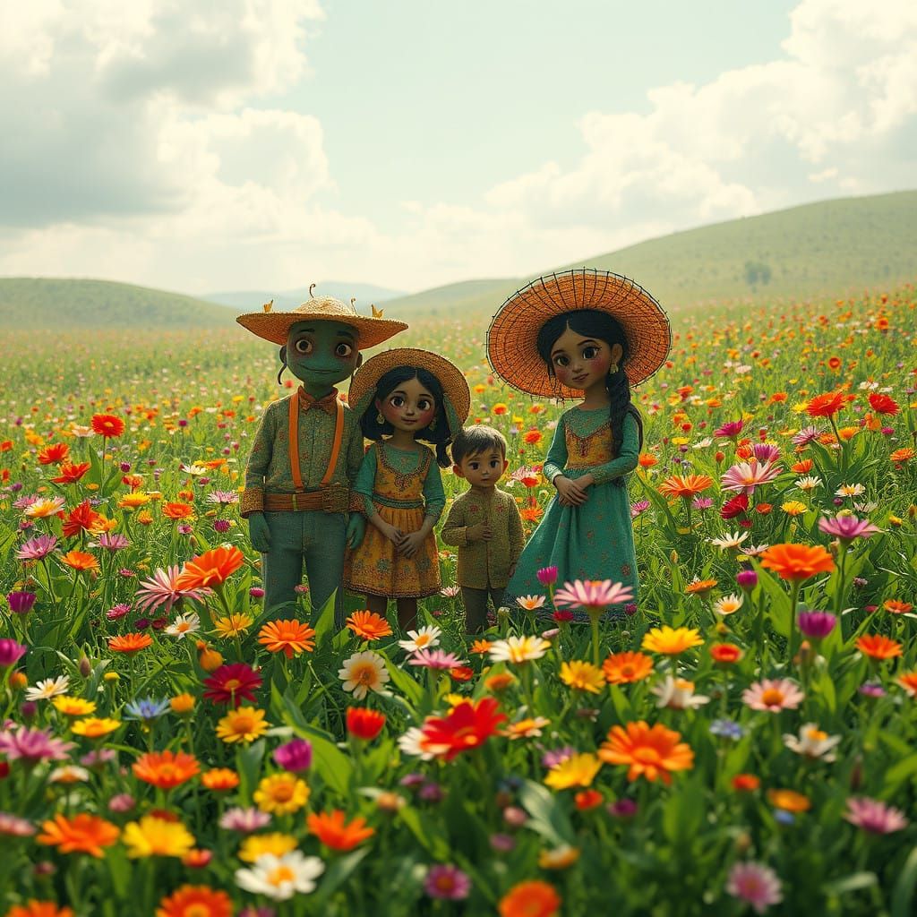 Tarentaal Family in Vibrant Floral Wonderland