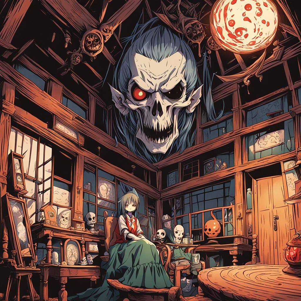 Anime Portrait of a Witch House Dreamscape