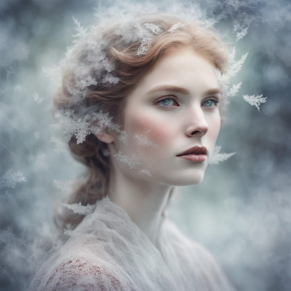 Ethereal Fantasy Portrait in Frosty Landscape
