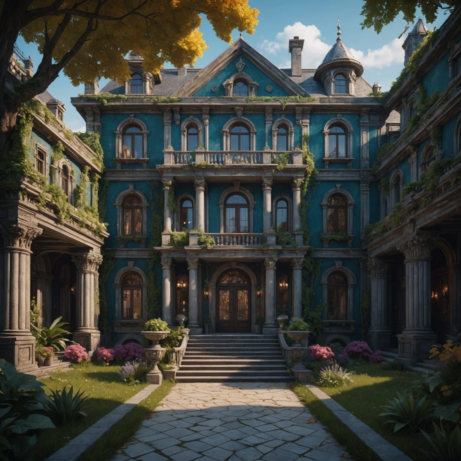 Diamond Dust Mansion: Detailed Fantasy Concept Art