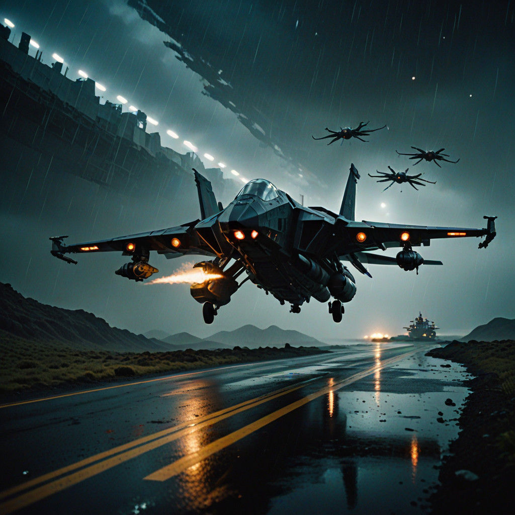 Epic Space Battle Scene on 35mm Film