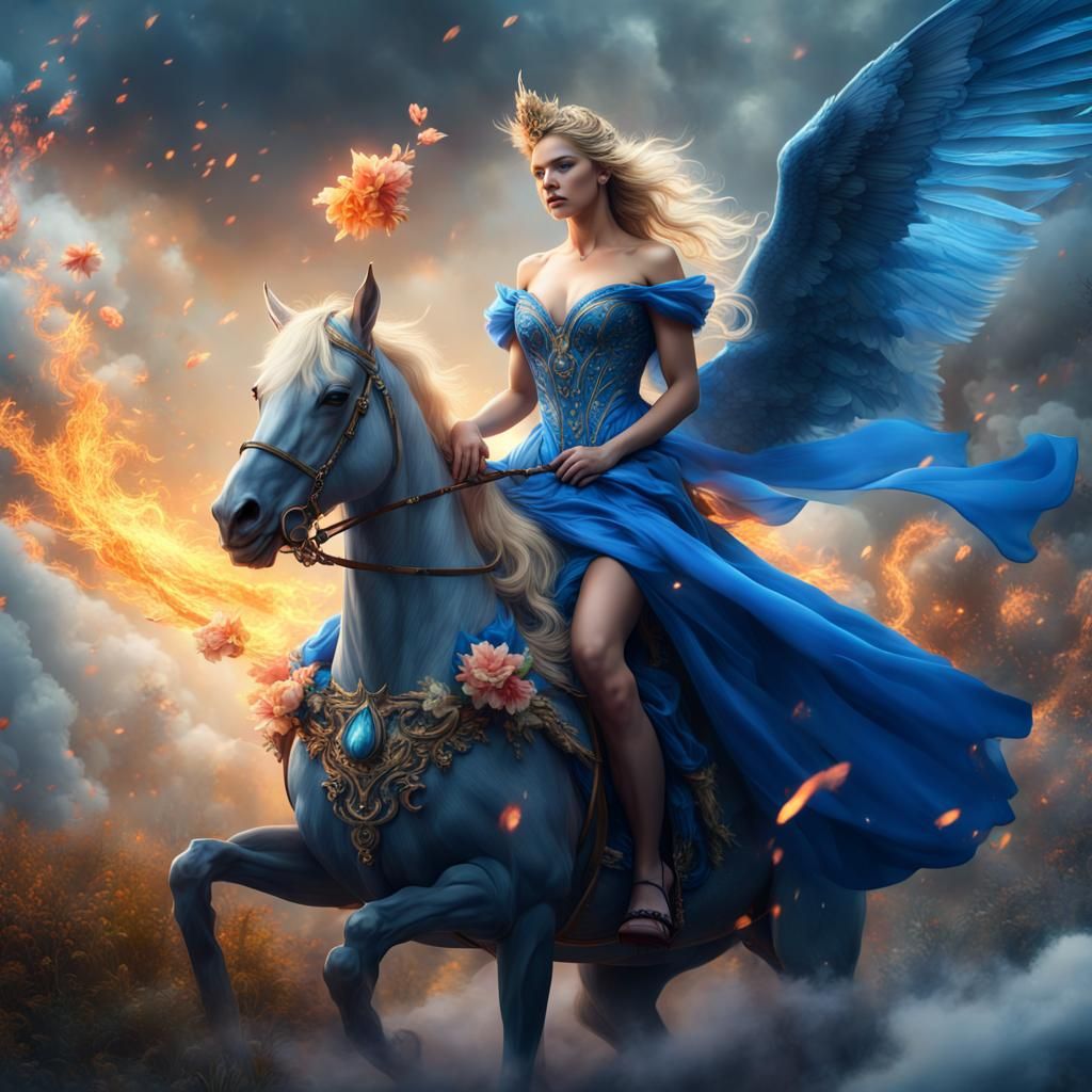 Woman Rides Mythical Creature: Fantasy Concept Art