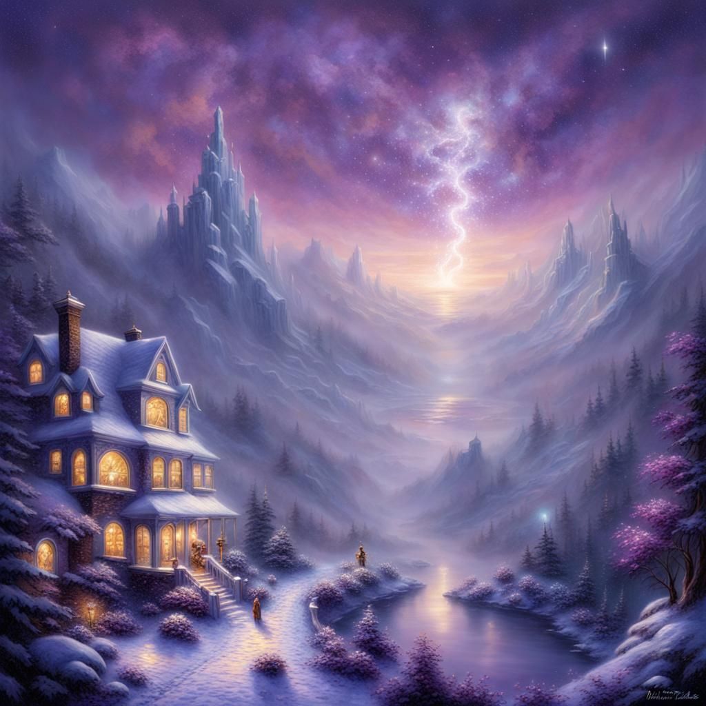 Ethereal Fantasy Dragon Among Stars and Saturn