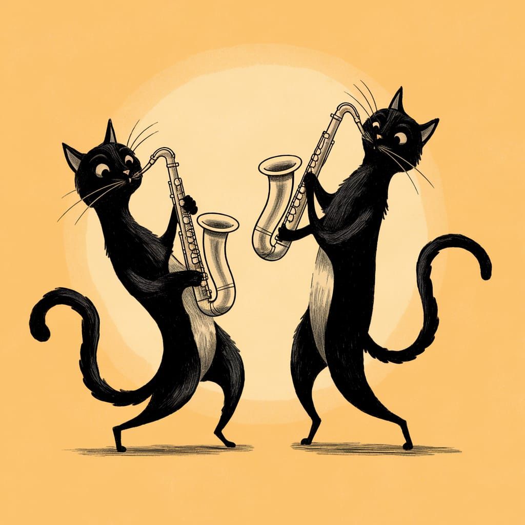 Vintage-Style Black Cats Rock Saxophone Night