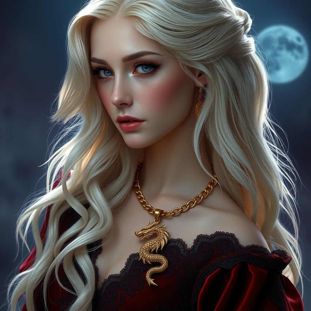 Ethereal Fantasy Portrait of a Woman in Velvet Gown