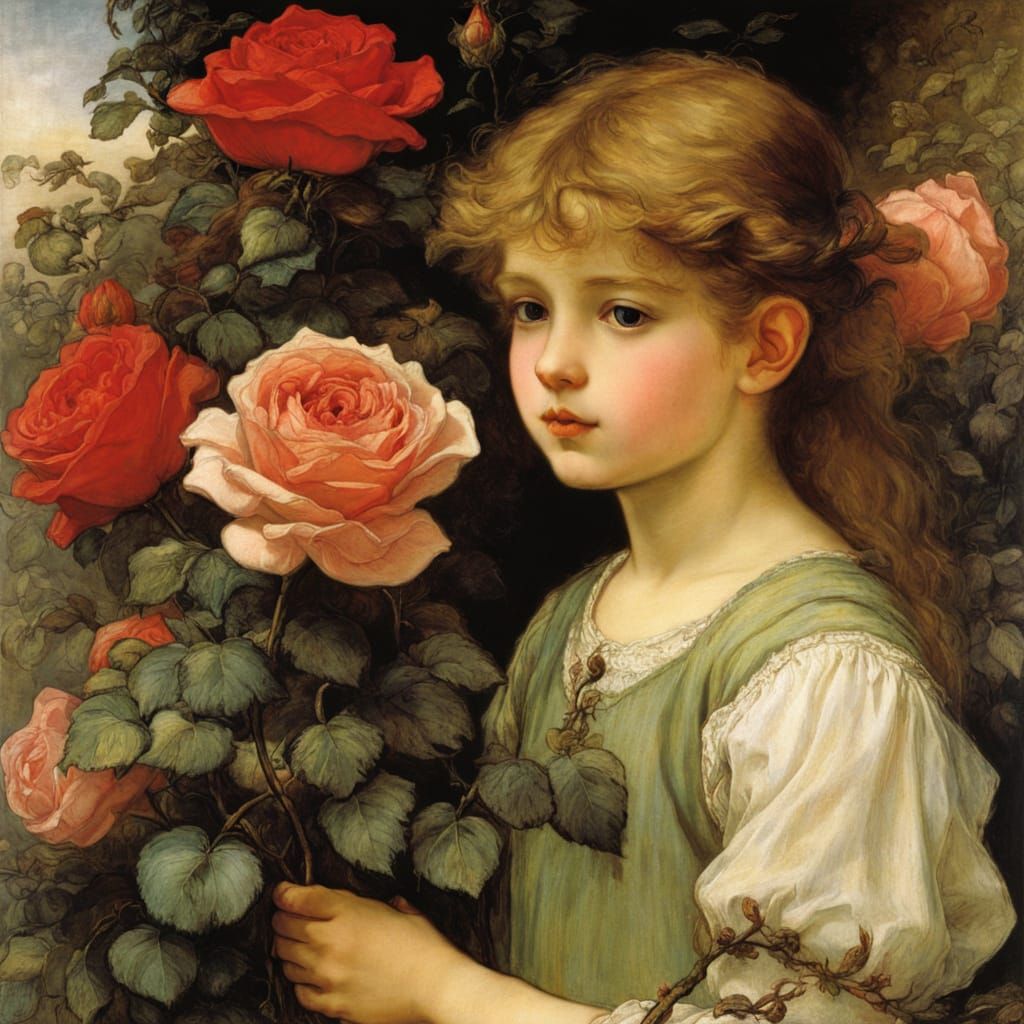 Vibrant Fairytale Roses in Watercolor Style