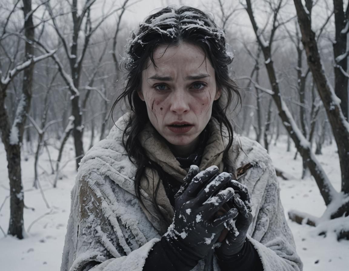 Icy Hallucination: Cinematic Snowscape Portrait