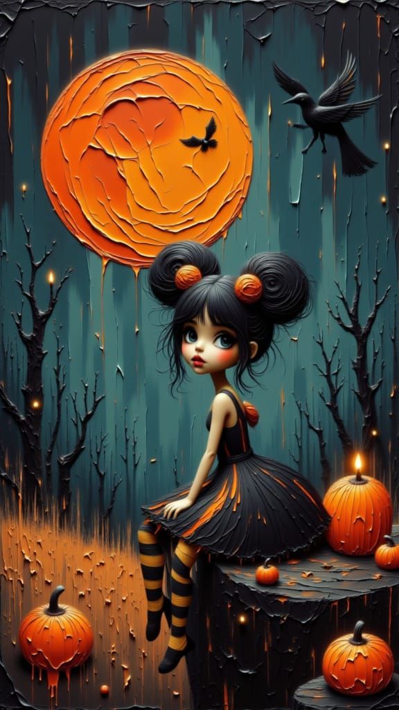 Melting Harvest Moon Over Glowing Fields