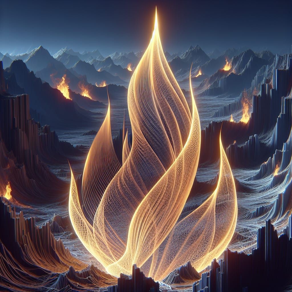 Straight Line Flame in Detailed 3D Rendering