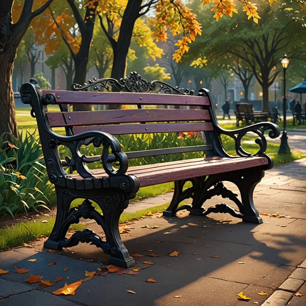 Hyperrealistic Park Bench Splash Art