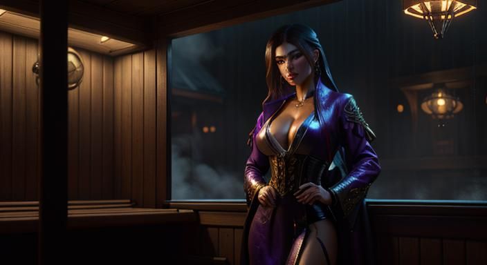 Girl in Sauna: Dark Fantasy Concept Art