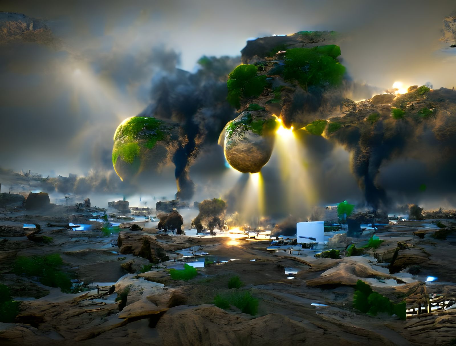 Earth Ravaged by War and Climate Change: 8K Concept Art