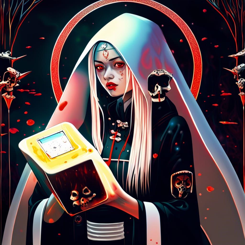 Bloody Lake: Kitsune Girl in Psychedelic Art Style