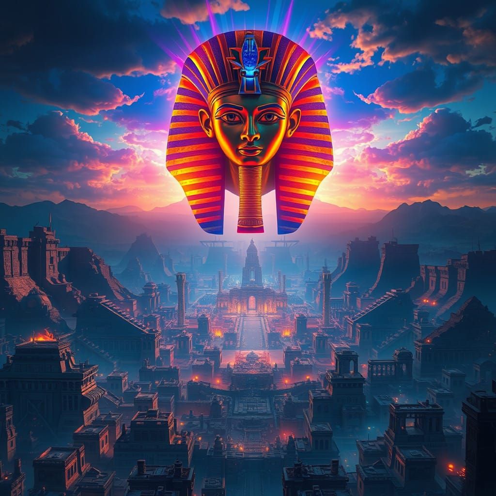 Ancient Egyptian God Amun Descends in Vibrant, Ethereal Glor...