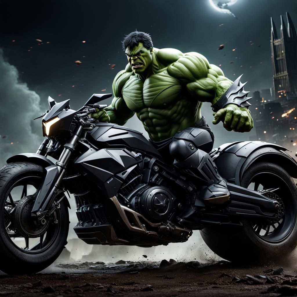 hulk riding a motorcycle