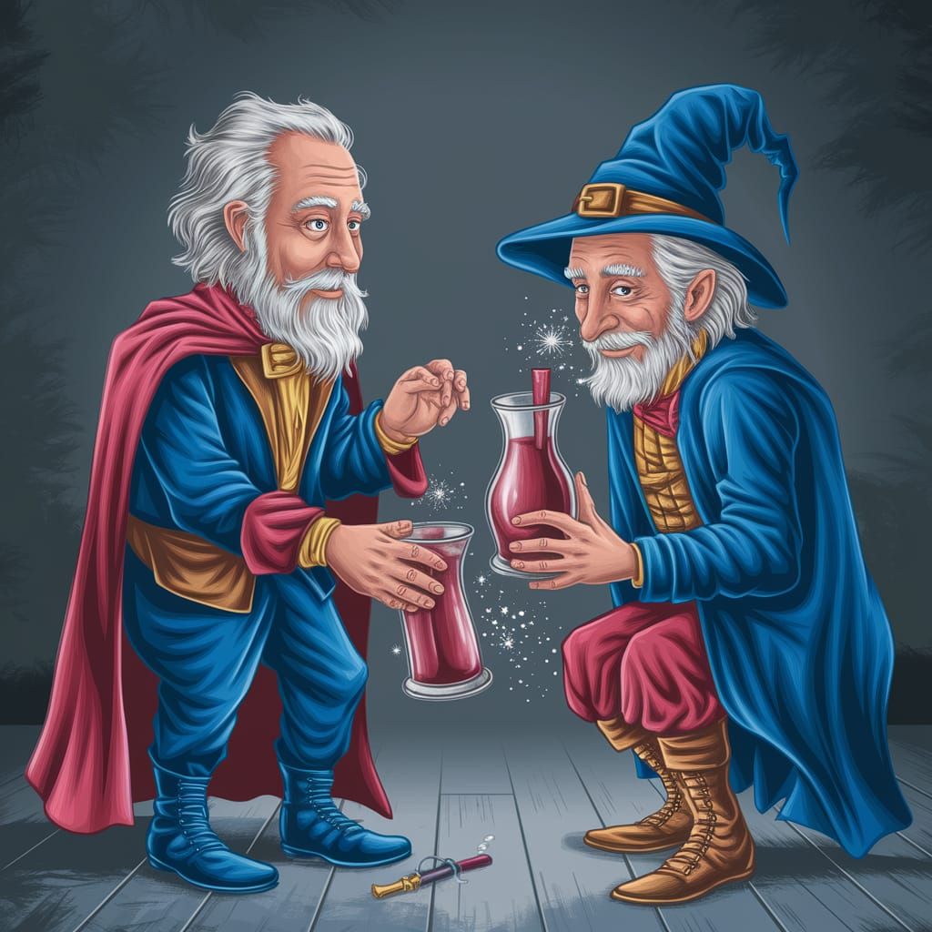 Magical Potion in a Red Bottle, Whimsical Label, Fantasy Mee...