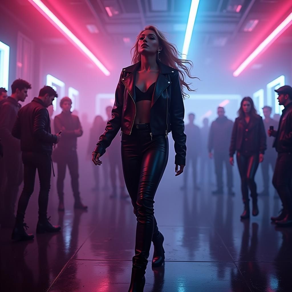 Futuristic Nightclub Scene in Tech Noir Style