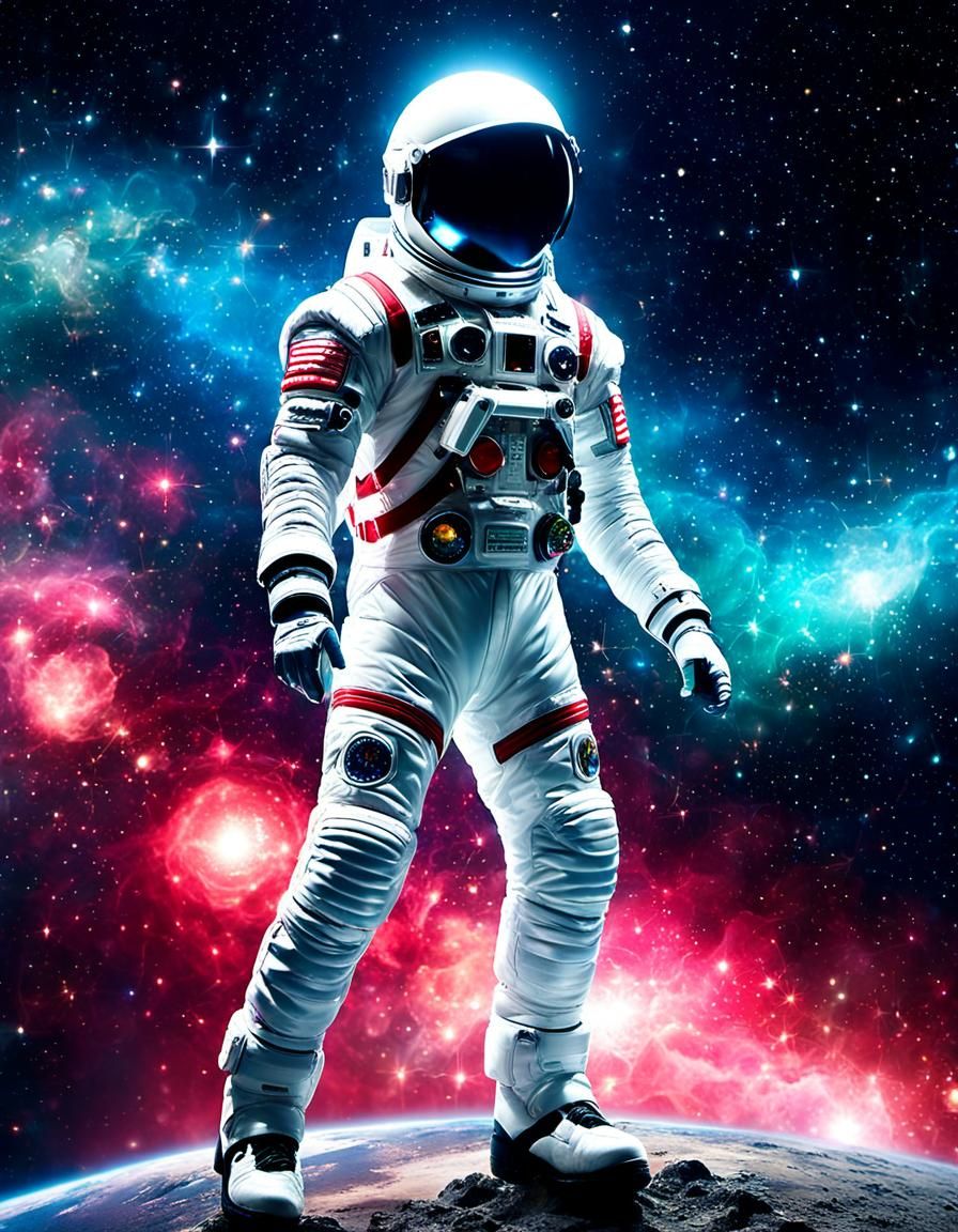 Astronaut Moonwalks in Starlight, Graffiti Art Style