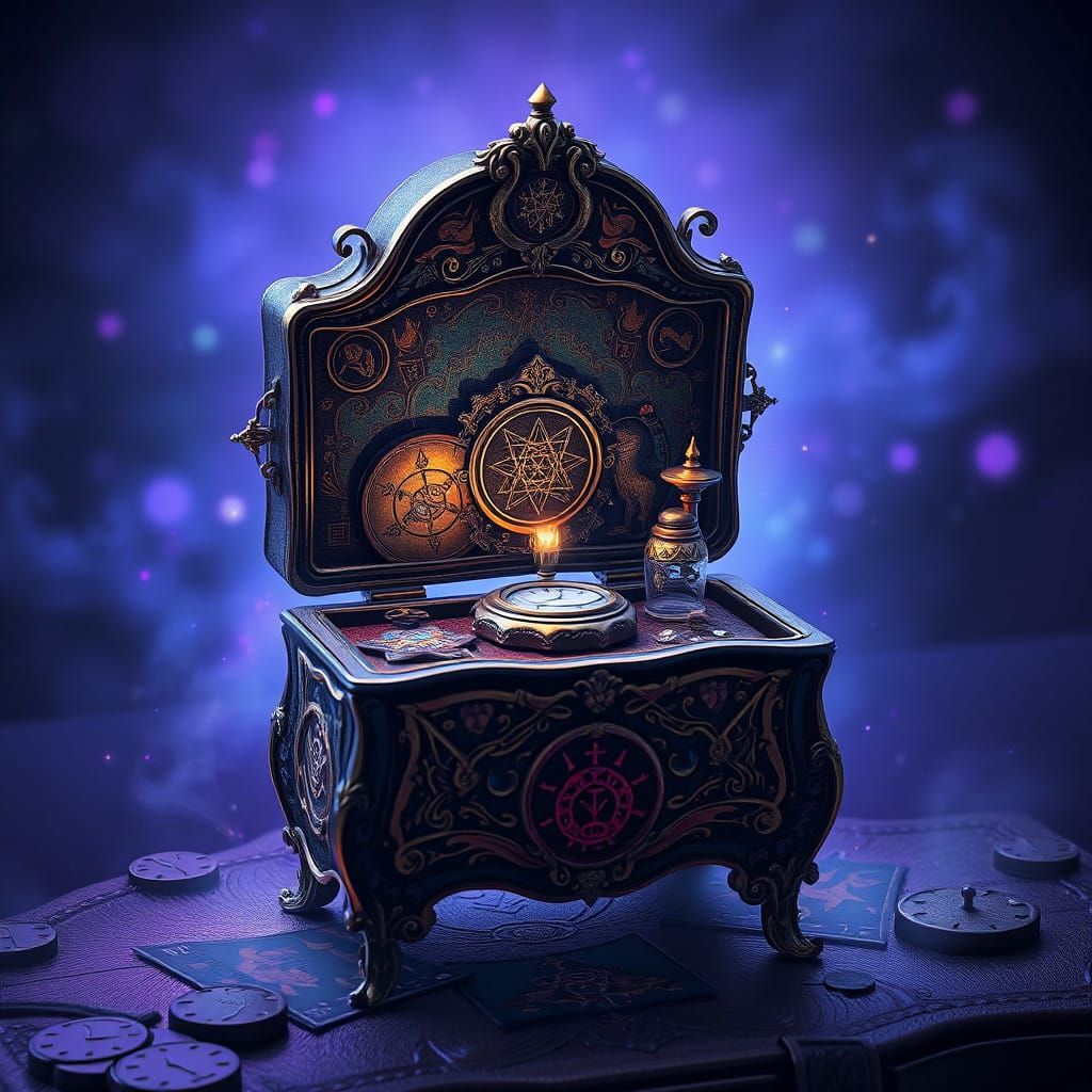 Antique Music Box in Ethereal Glow
