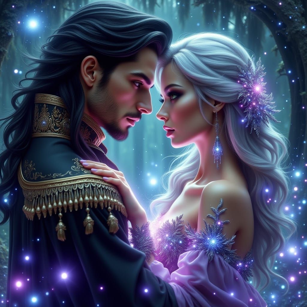 Fantasy Romance Book Cover in a Mystical, Primeval Forest