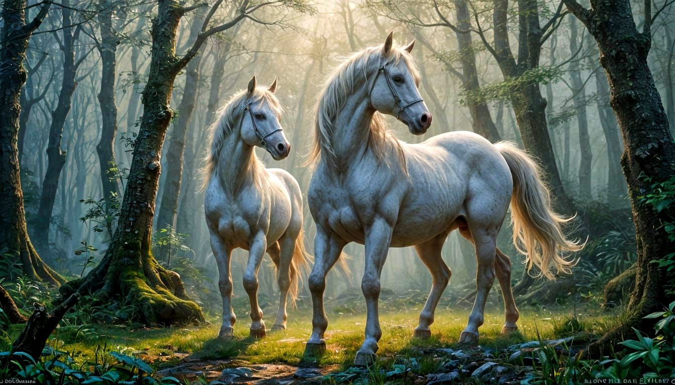 Ethereal Female Centaur in White Splatter Art