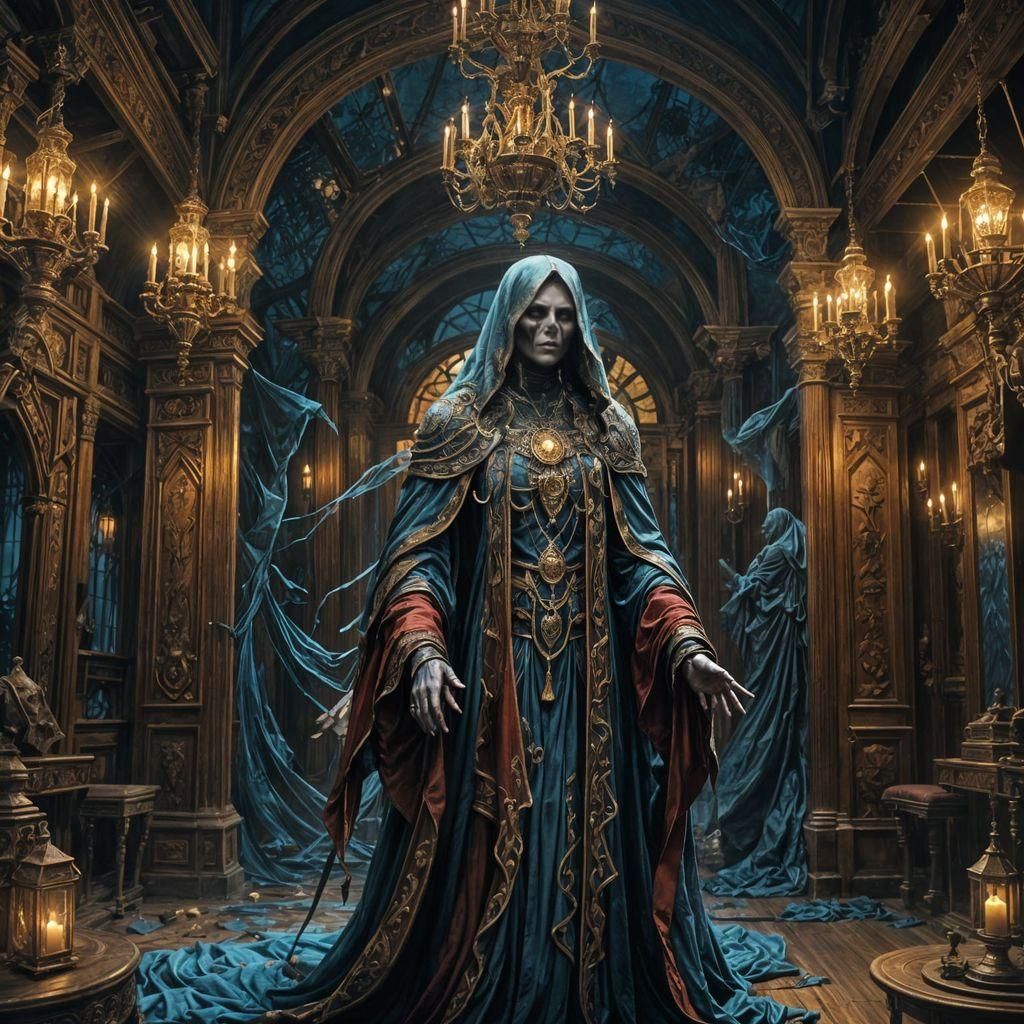 Sinister Ghost in Haunted House: Digital Art