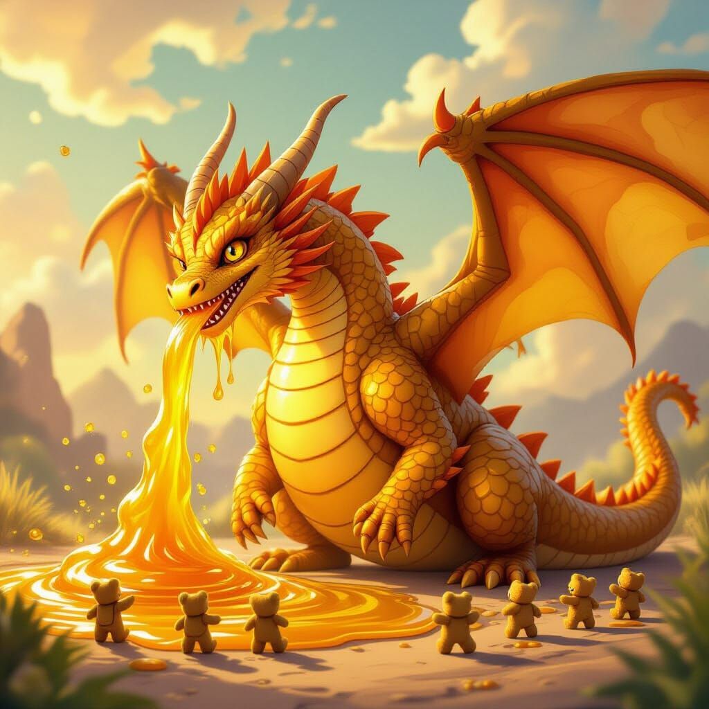 Giant Honey Dragon Attacks Teddy Grahams