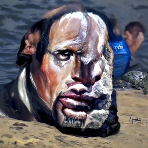 Plymouth Rock as Dwayne Johnson, Oil Painting
